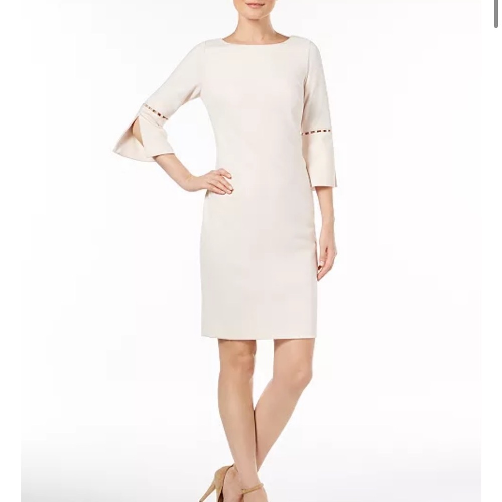 NWOT Calvin Klein Split Pearl Sheath Dress Soft Pink Blossom sz 10